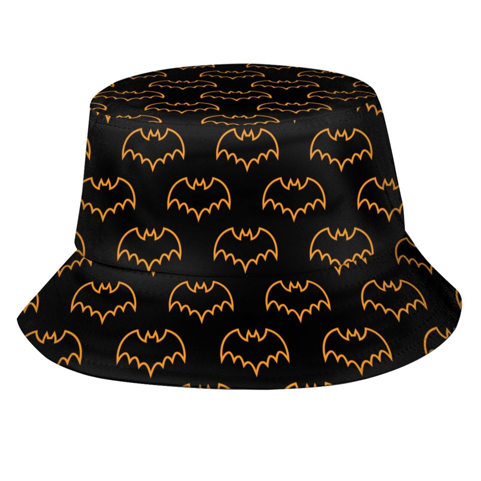Funny Halloween Pumpkin and Bats Bucket Hat Packable Unisex Outdoor Travel Fashion for Women Men Girls Boys, Halloween Bats 02, One size