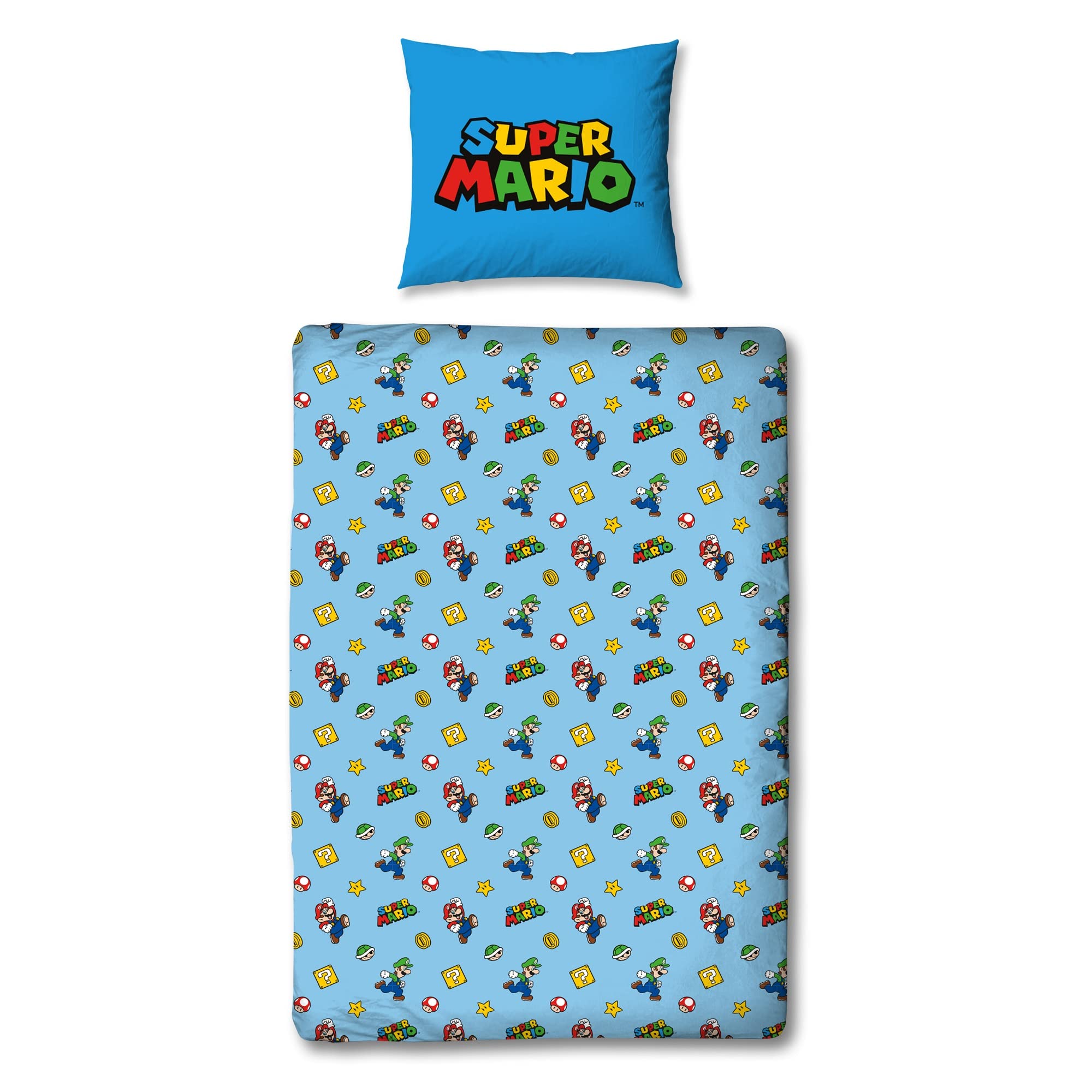 Set Biancheria Letto Super Mario - Copripiumino 135x200 Cm E Federa 80x80 Cm - Foto 6