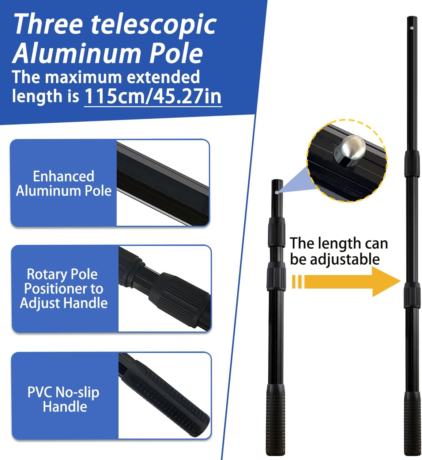 Telescoping Metal Lock Fishing Net with Handle Red Green 64" 52" Rubber Fish Net - Adjustable Length Lightweight Foldable Large Big Collapsible Extendable Fishing Net