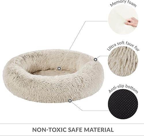 Miniatura 7 de Friends Forever Cama Calmante para Perros Medianos, Cama Donut Mediana para Mascotas, Cama Ortopédica para Perros de 30 Pulgadas con Espuma