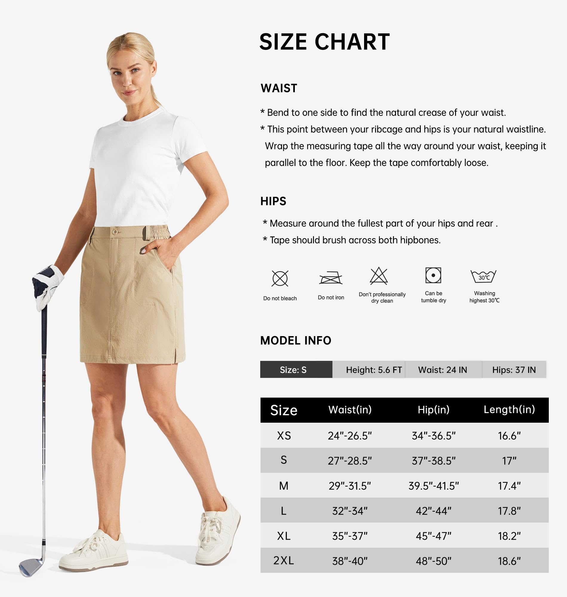 Willit Jupe-short de golf pour femme - Style décontracté - UPF 50 + - Poches à séchage rapide - Kaki M