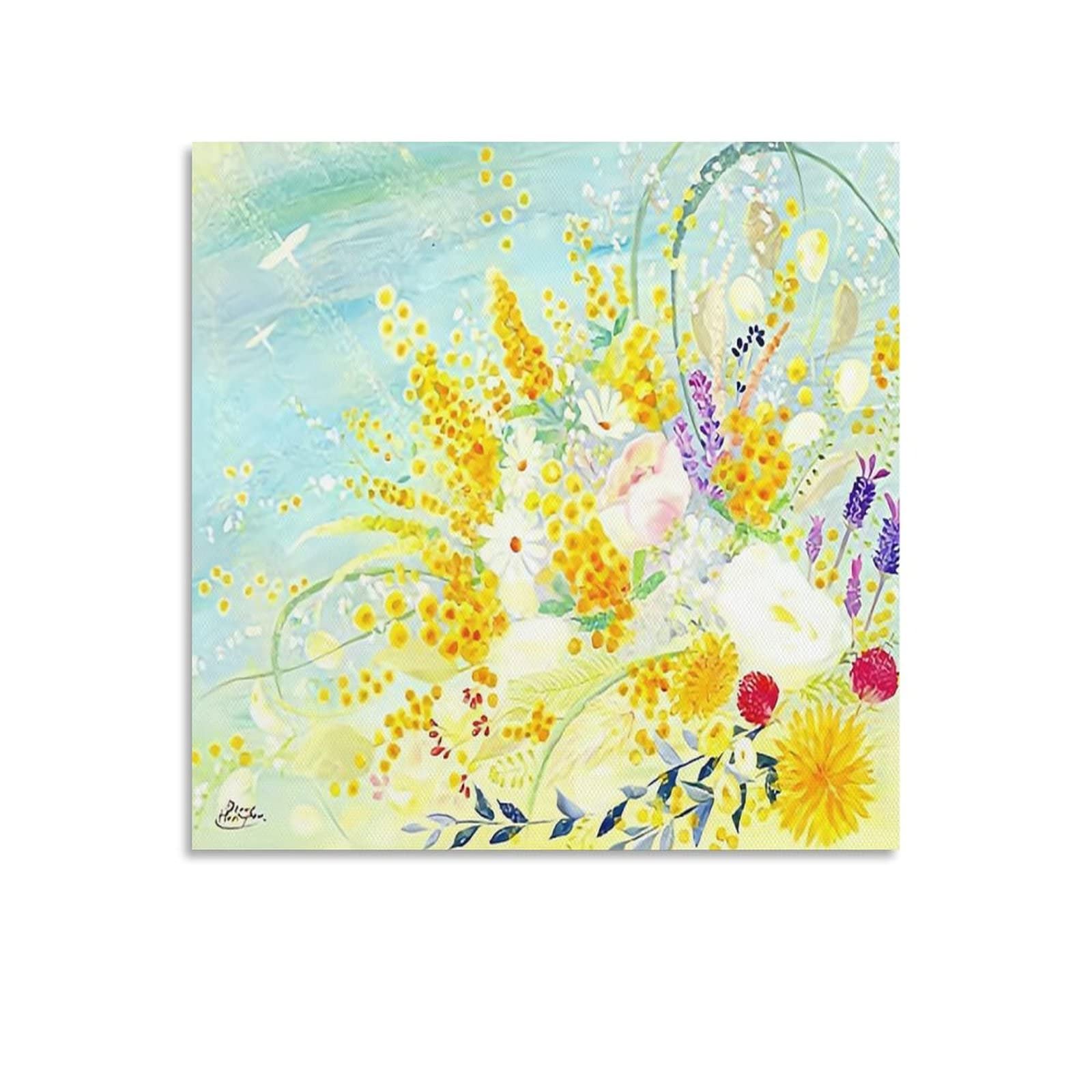 Amazon.co.jp: 黄色い 「春告のミモザブーケ」 花 アート