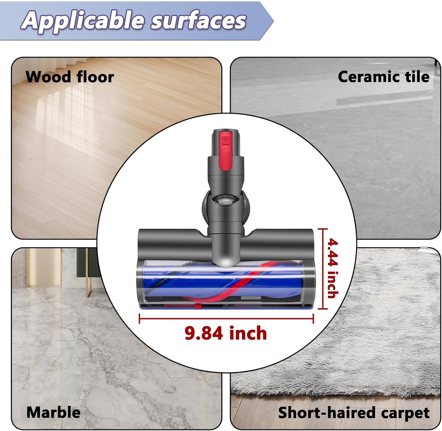 Cleaner Replacement with LED Lights for Dyson V7 V8 V10 V11 V15 Direct Drive Head Quick-Release Head Cleaner Brushes Replacement SV10 SV11 SV12 SV14 Parts for Hardwood Floor Carpets