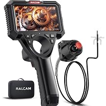 Ralcam Industrial Borescope Camera with Replaceable Snake Cable, 5" HD Display, 4-Way Articulating Probe & Stainless Steel Joystick, 6.2mm Camera, Waterproof Cable, 5 FT Auto & Pipe