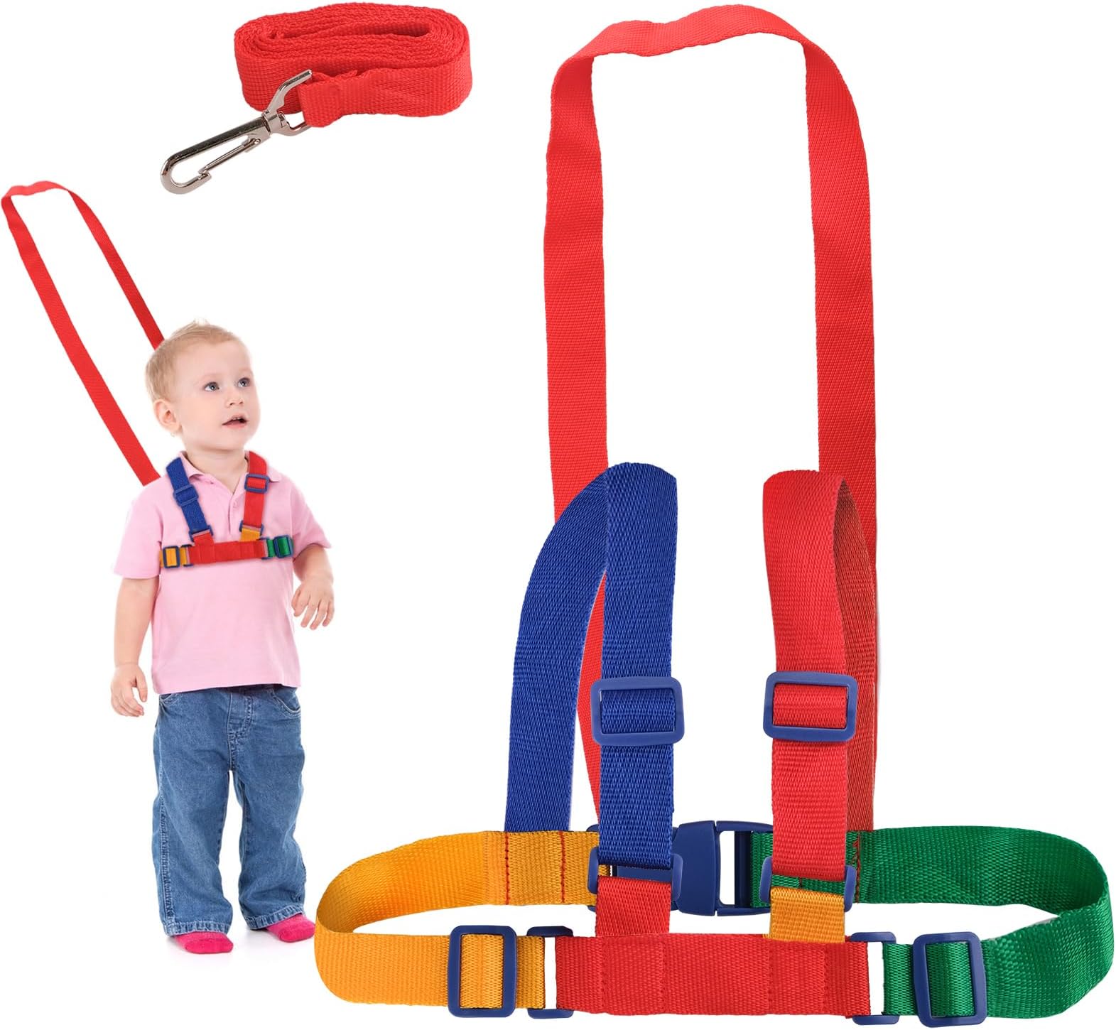 Baby Reins, 2 in 1 Toddler Reins for Walking, Anti-Lost Baby Walking Harness, Adjustable Safety Kids Leash, Lightweight Child Toddler Leash for 1-3 Years Boys and Girls