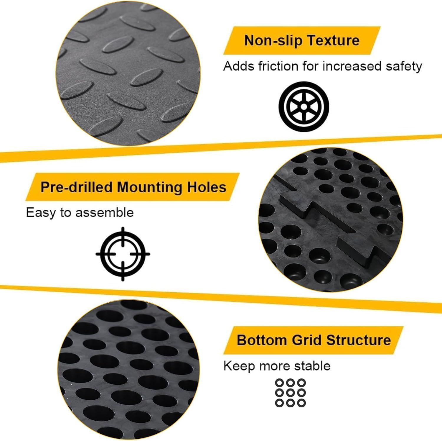 1.0" Rise Rubber Threshold Ramp for Doorways,Non-Slip Surface for Wheelchair Scooter Stroller,1500 LBS Capacity,Cuttable and Adjustable Size