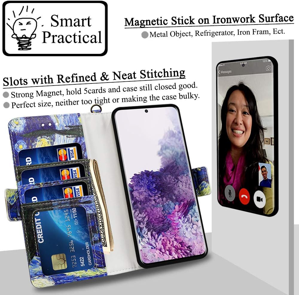 Mefon Galaxy S20 Plus Wallet Case Detachable, Wireless Charging Compatible, Durable Slim, 2 in 1 Magnetic Detachable Flip Cover Leather Folio Phone Cases for Samsung Galaxy S20+ 5G 6.7" (Starry Night)