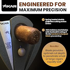 Xikar Xi2 Cigar Cutter - Precision Double Guillotine Cigar Snipper with 440 Stainless Steel Blades, Noir Finish | Rockwell C Rated 54 to 60 Ring Gauge Cigar Clipper - Ergonomic Teardrop Design