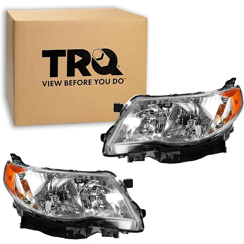 TRQ Headlight Assembly Set SU2502132 SU2503132 Compatible with 2009-2013 Subaru Forester