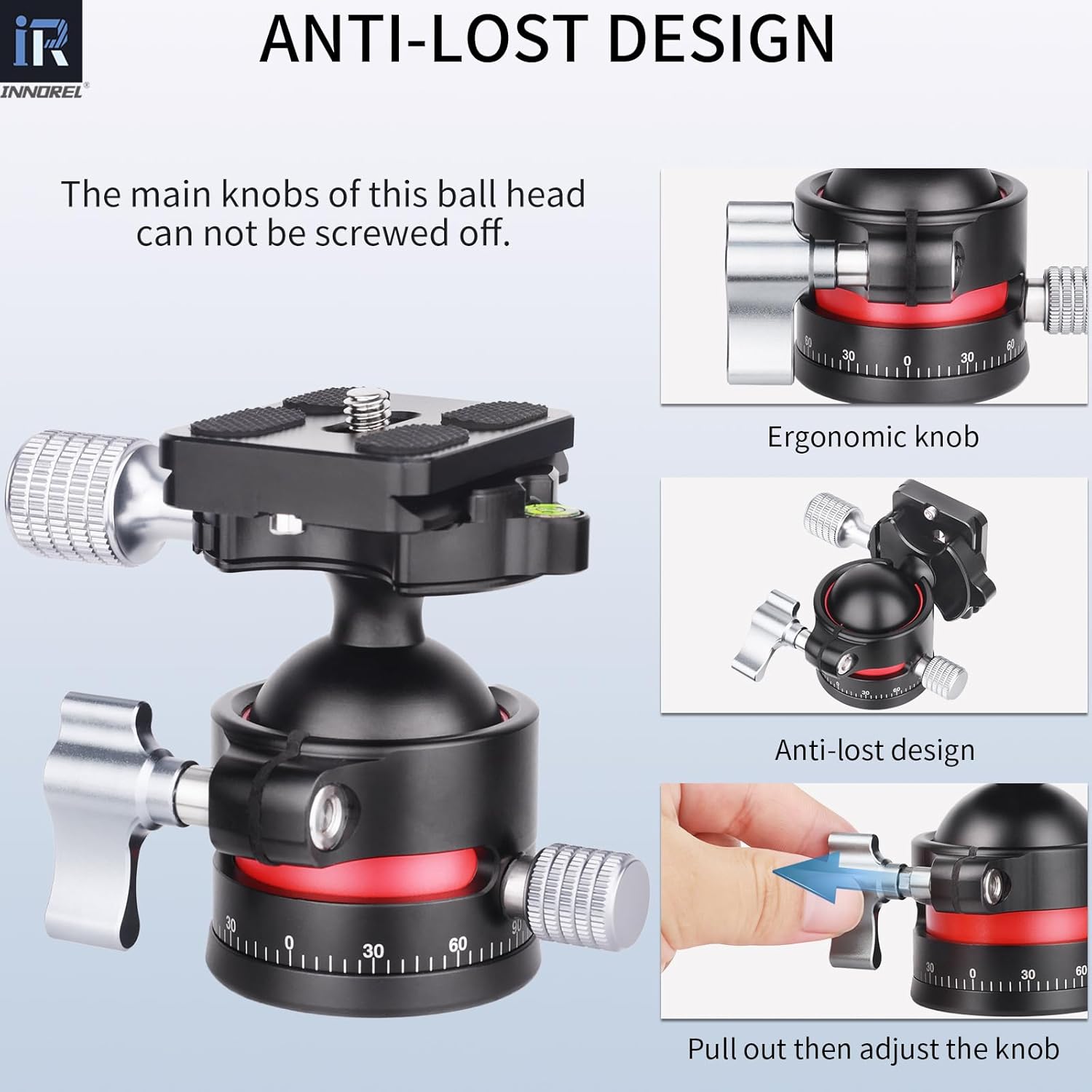 INNOREL C36 Low Profile Tripod Ball Head Universal 360 Panoramic Metal BallHead for DSLR Camera Tripod Monopod Camcorder Slider with Arca Swiss Plate 36mm Ball with 1/4" to 3/8" Screw Load 35lb/16kg