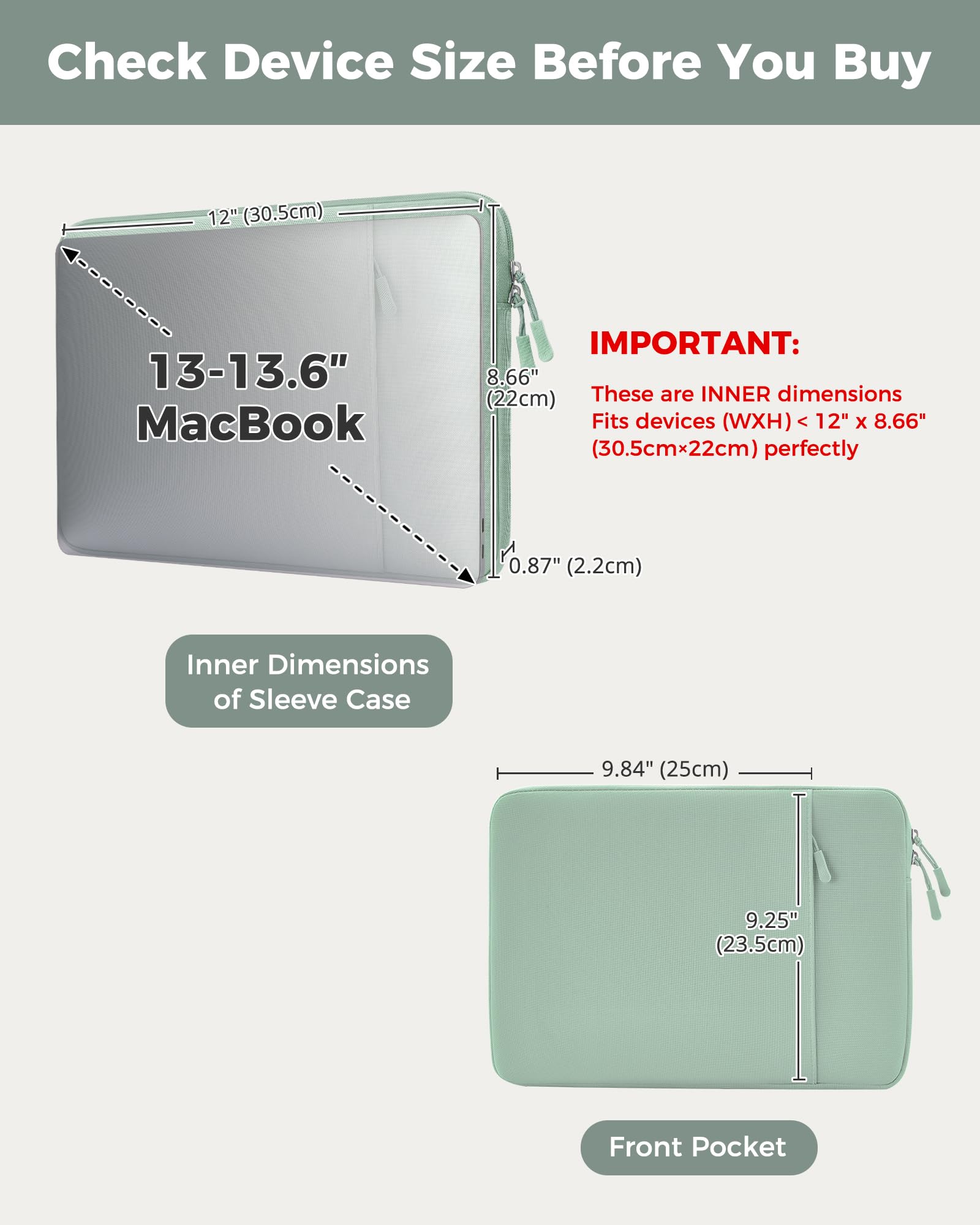 ProCase パソコンケース 13/13.3インチMacBook Air/Pro/Neo 保護スリーブ PCケース インナーバッグ - ウィローグリーン