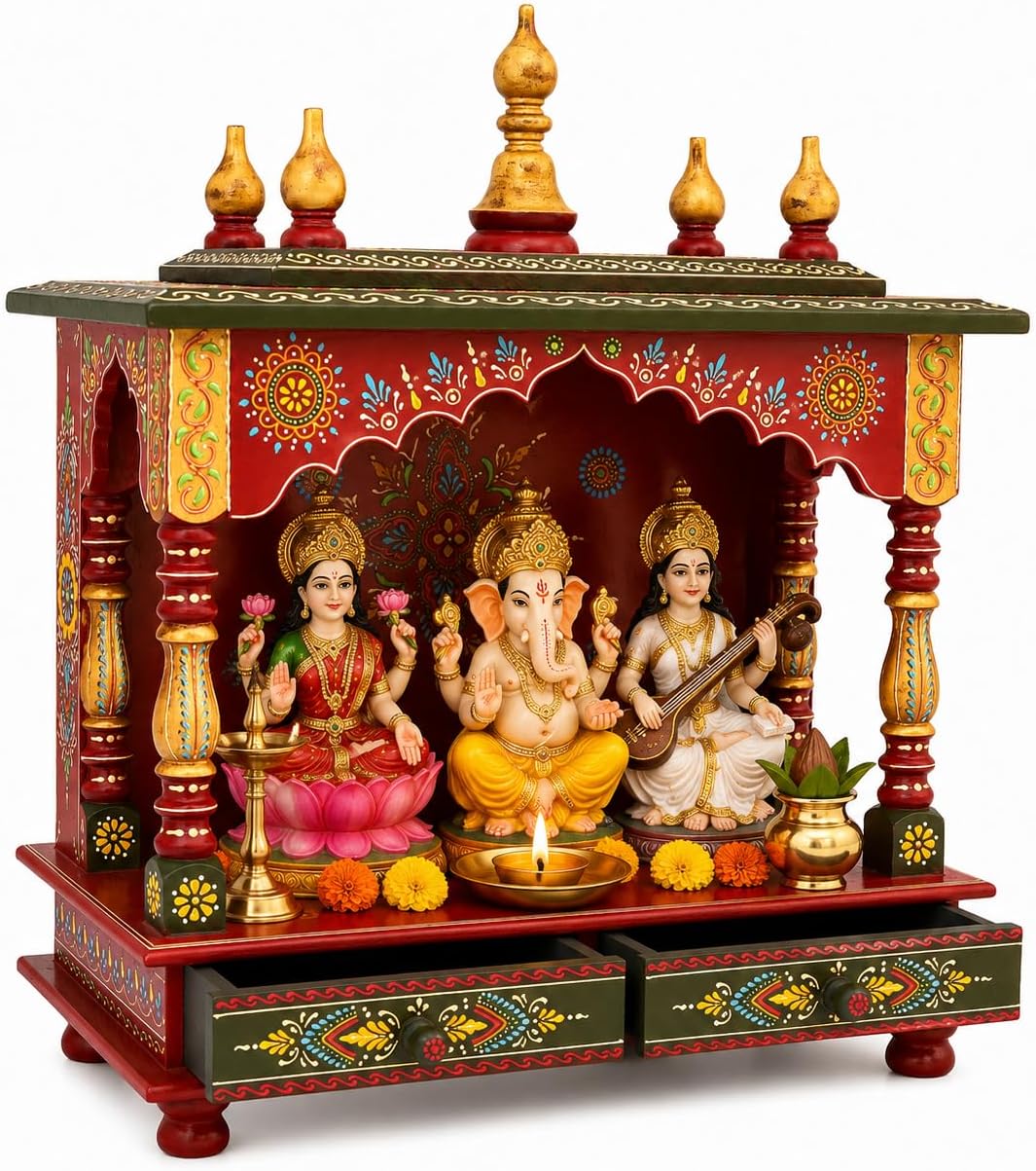 Kamdhenu art and craft Wooden Temple/Home Temple, 60 Cm