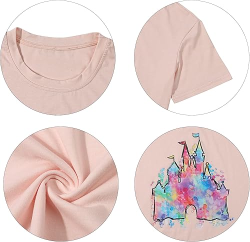 Miniatura 6 de LUKYCILD Magic Castle Shirt Cute Graphic Short Sleeve T-Shirt Casual Holiday Vacation Tops