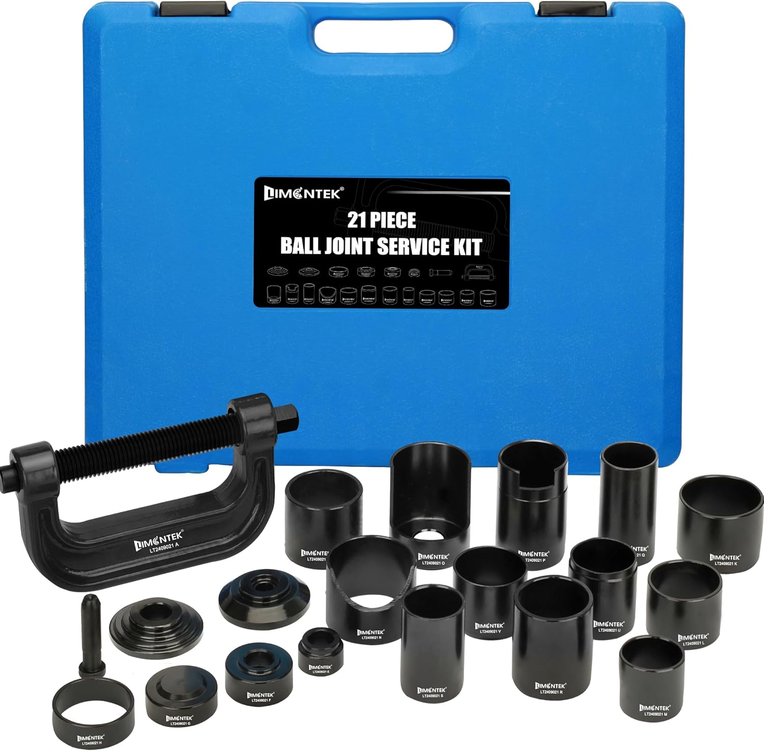 Ball Joint Press Kit 21pcs, Master Ball Joint Removal Tool with C-Frame, Heavy Duty Upper and Lower Ball Joint Service Set for 2WD 4WD Car Light Truck (Black)