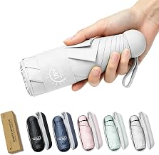 SY COMPACT Mini Travel Umbrella, UPF 50+ Rain & UV Sun Protection, Small Windproof & Lightweight Portable Umbrella with Zipper Case, Fits in Purse Travel Essential for Men Women