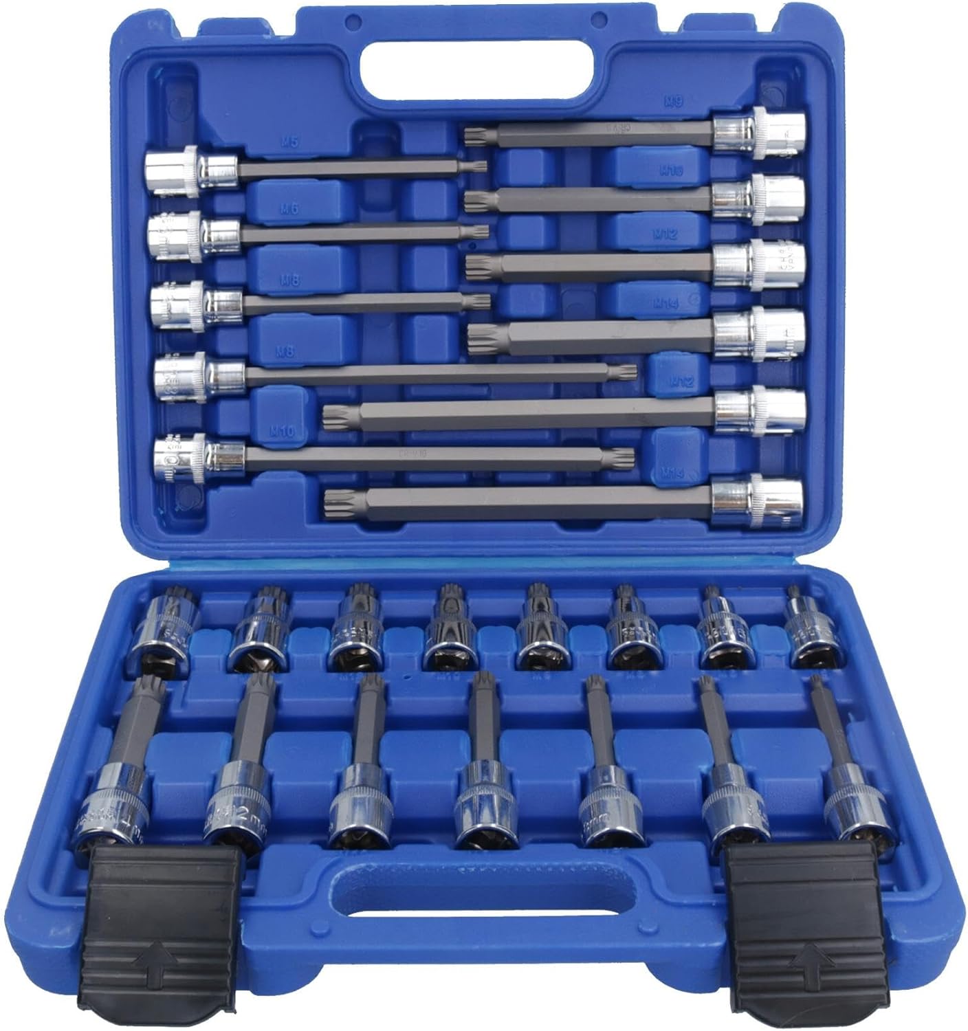 Spline sockets male bit set 1/2" drive shallow and deep M5-M16 BERGEN AT088