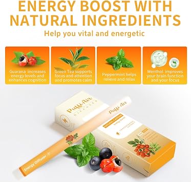 PUFFIAIR Herbal Diffuser Duo | with Melatonin, Guarana & More | Day & Night Harmony Duo for Stress-Ease & Energy Equilibrium Combo - 600 Uses per Stick