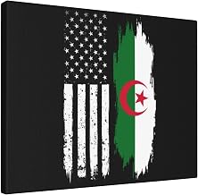 Algerian America Half Algeria Half USA Frameless Canvas Art, 16x20in (Horizontal), Home Decor for Living Room & Office12