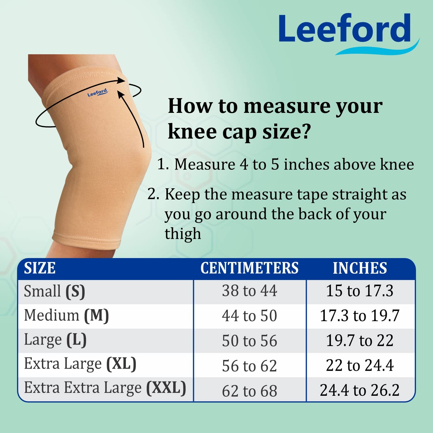 Leford knee cap - size (L) | Helps in relief from pain during sports, gym and running. Knee pain relief product | Knee brace for men and women | Skin knee cap with respiratory content and comfortable fit Leford knee cap - size (L) | Helps in relief from pain during sports, gym and running. Knee pain relief product | Knee brace for men and women | Skin knee cap with respiratory content and comfortable fit