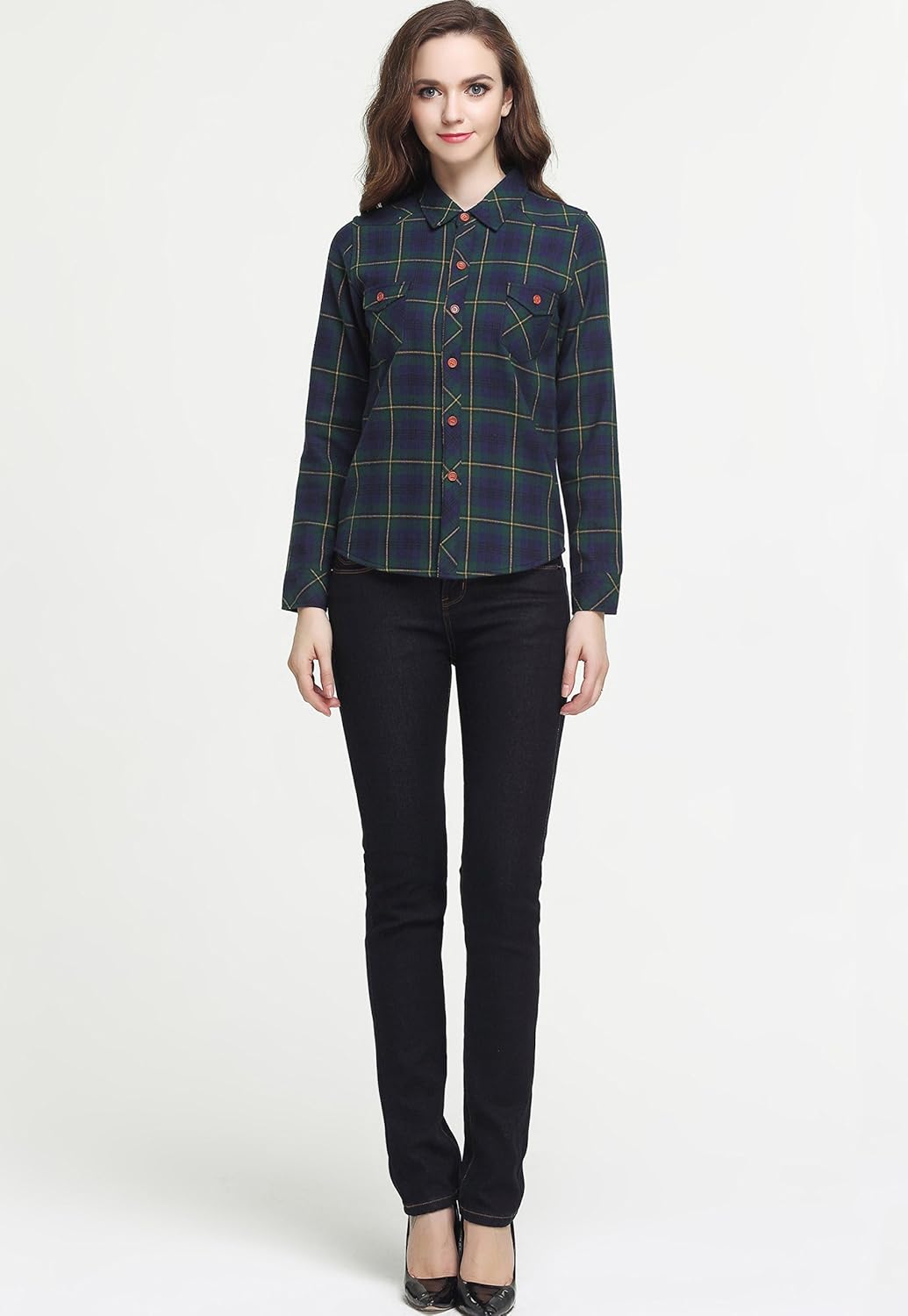 Camii Mia Womens Fleece Lined Flannel Shirts, Shacket Jacket Long Sleeve Button Down Plaid Shirts-Regular fit, Pocket - Image 3