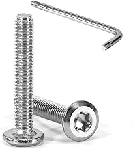 Tunejoy Vis à Tête Plate Torx M4 x 25 mm Vis à Six Pans Creux en Acier Inoxydable A2 V2A Boulons de Meubles Hexagonale avec Clé T20 Filetage Complet 20 Pièces