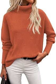 Ekouaer Women's Turtleneck Sweater: Soft Viscose Knit Long Sleeve Pullover