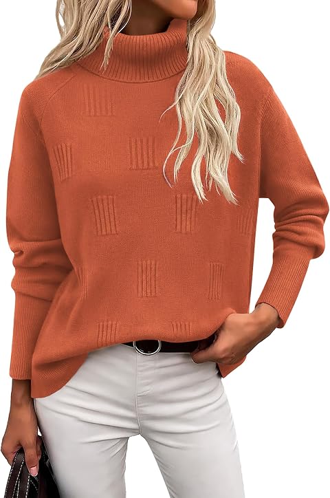 Ekouaer Women's Turtleneck Sweater Long Sleeve 2026 Fall Winter Knitted Top