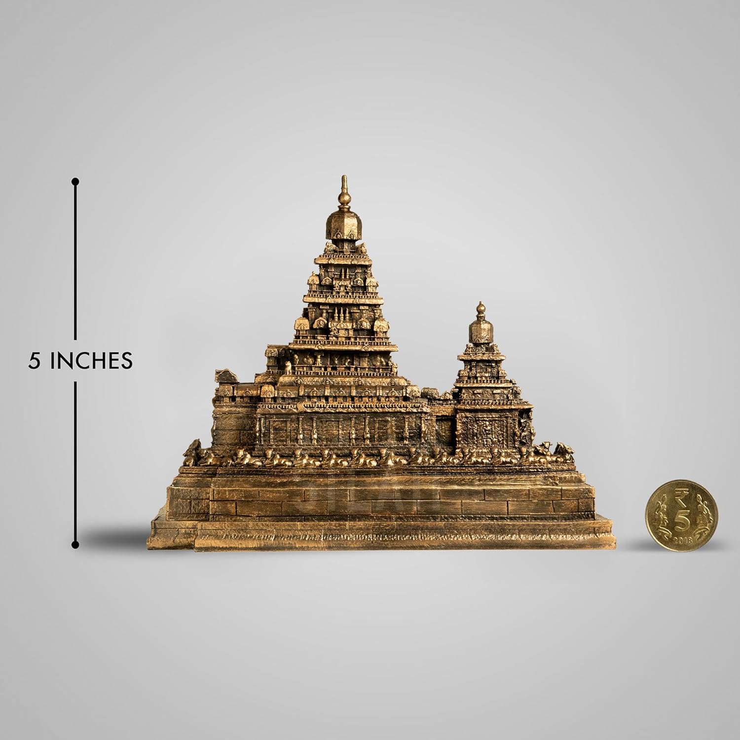 Mahabalipuram Shore Temple Sculpture - Antique Bronze -2