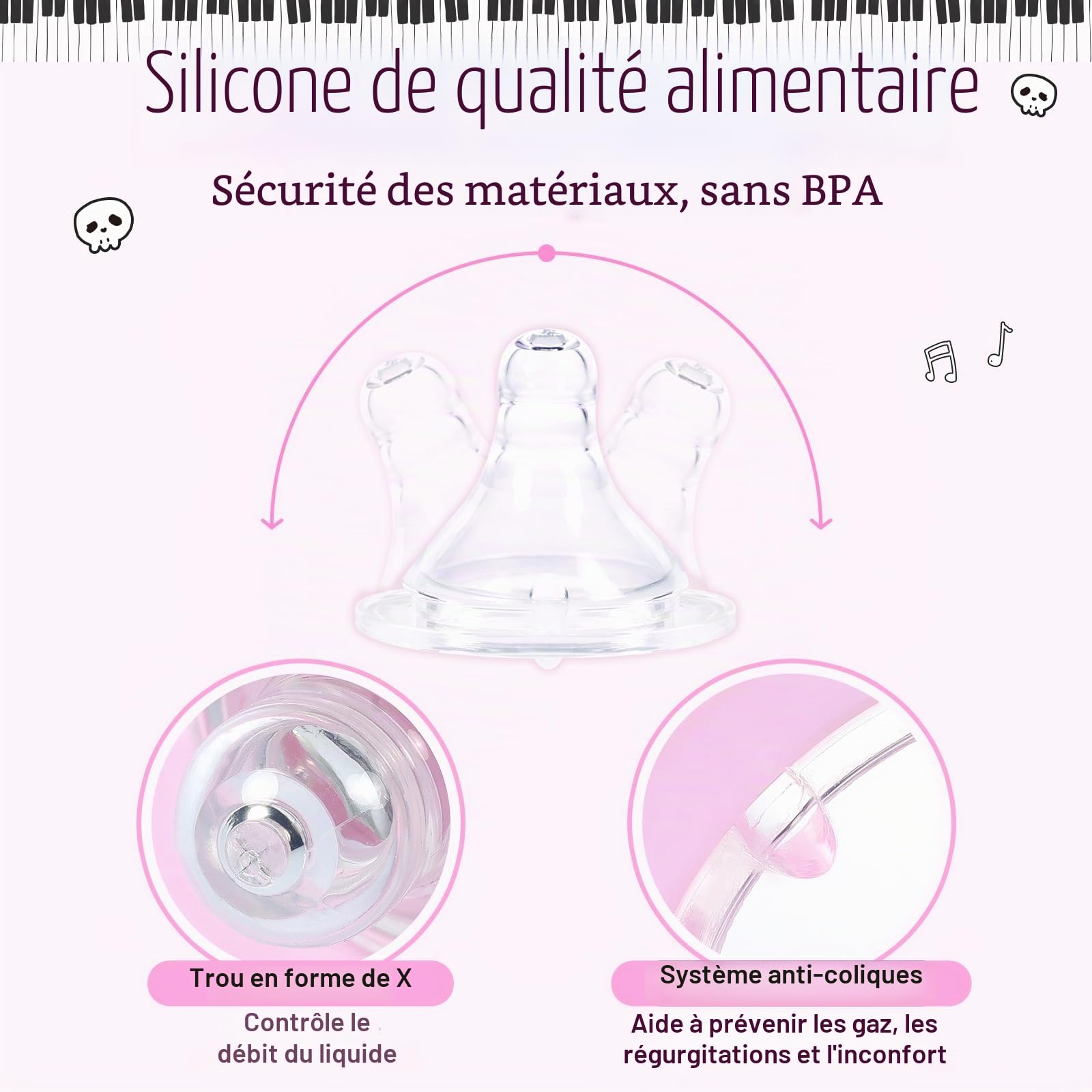 LittleForBig Biberon adulte ultra imprimé spécial surdimensionné en verre avec motif Bella Goth Brat