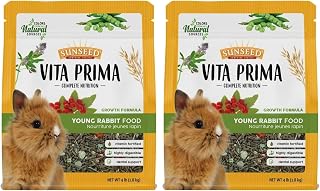 Sunseed Vita Prima Young Rabbit Food - Complete Nutrition - Premium Fortified Blend with Timothy Hay, 4 lb (Pack of 2)