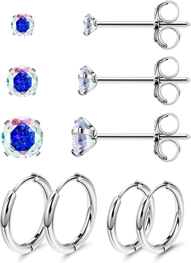 SOMEITIA 20G G23 Titanium Stud Earrings for Women Men Titanium Earrings for Sensitive Ears Huggie Hoop Earrings Hypoallerg...