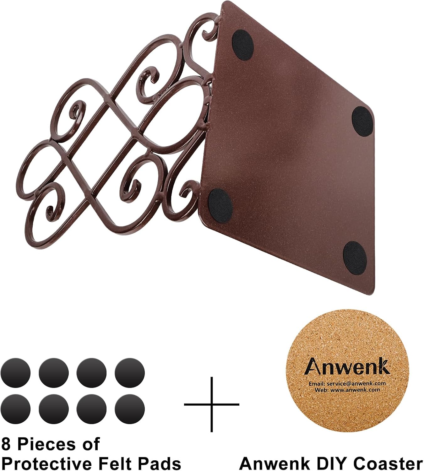Anwenk Vintage Bookends Book Ends Bronze Heavy Duty Book Holders Long Base Luxury Art Retro Antique Style, w/Felt Pads to Protect Bookshelf Bookcase, Bronze