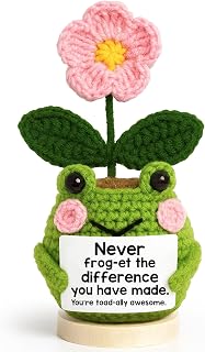 Thank You Gifts for Women, Boss, Coworkers, Manager, Teacher, Nurse, Mom - Teacher Appreciation Gifts - Never Forget The Difference You Make Crochet Figure - Doll Frog Flower Crochet