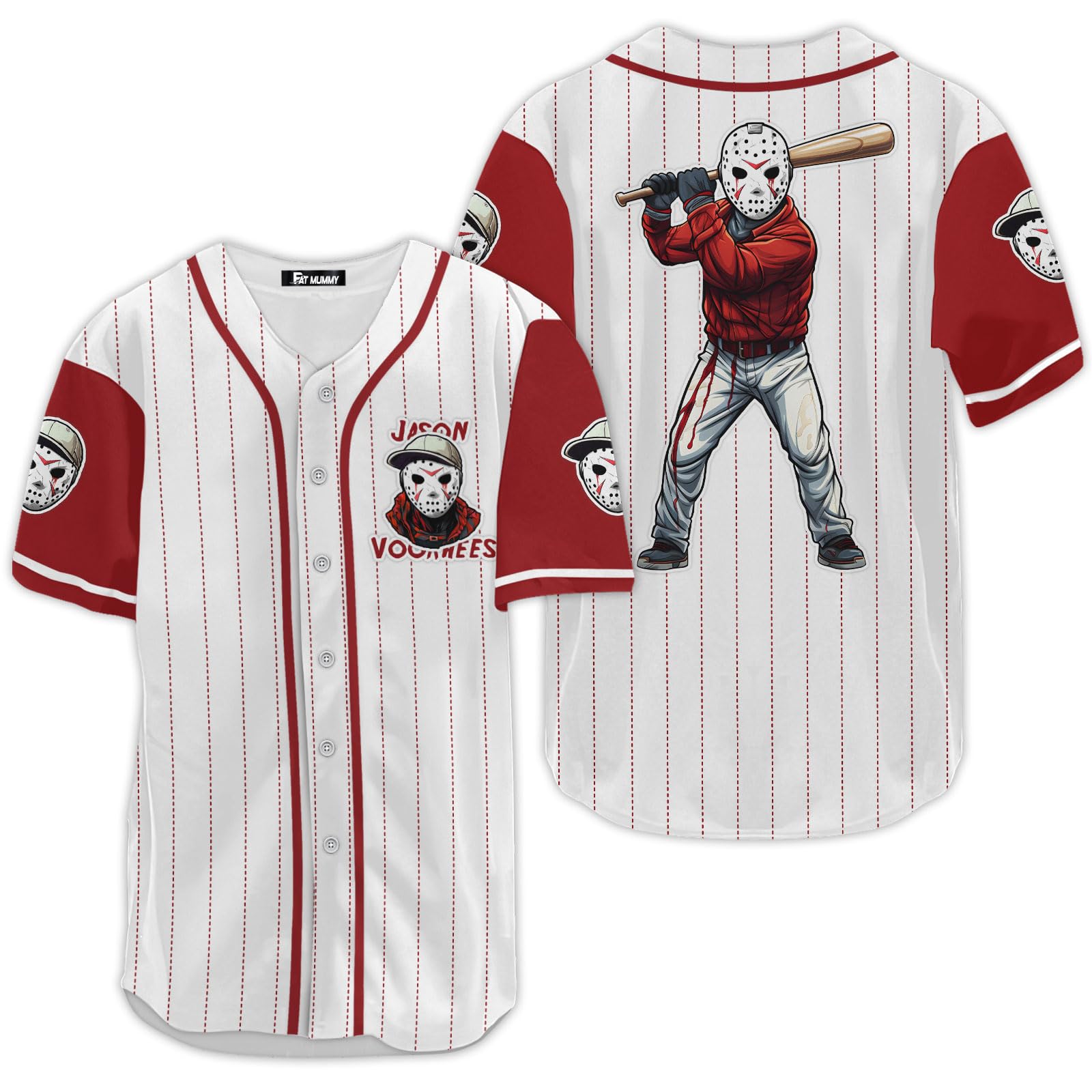 fat mummyHorror Jersey, Halloween Baseball Jersey, Horror Movie Shirts Short Sleeve, Gifts for Horror Lover