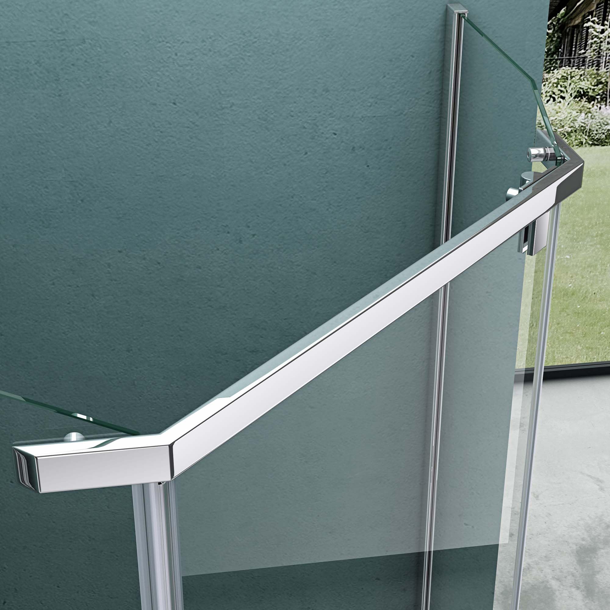 Mai & Mai cabine de douche en quart de cercle pentagonal en angle 80x80cm avec une porte verre transparent de 8mm easy clean Rav08K