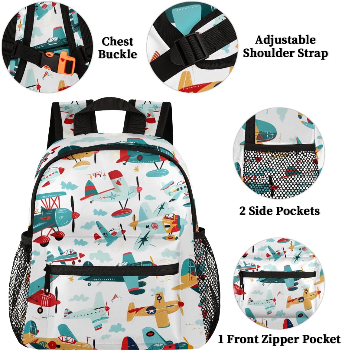 Airplane Aircraft Toddler Backpack for Boys Girls Kids Cartoon Mini Backpacks Casual Daypack Preschool Kindergarten Bookbag Travel Backpack