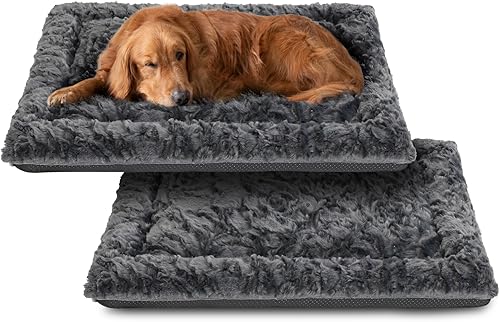 Miniatura 9 de Paquete de 2 camas lavables para perros grandes, medianos y pequeños, tapete de lujo para jaula de perro con antideslizante, lavable, ortopédica
