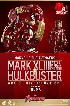 Hot Toys Avengers Age of Ultron Artist Mix Bobble Heads Hulkbuster and Battle Damaged Iron Man 20cm