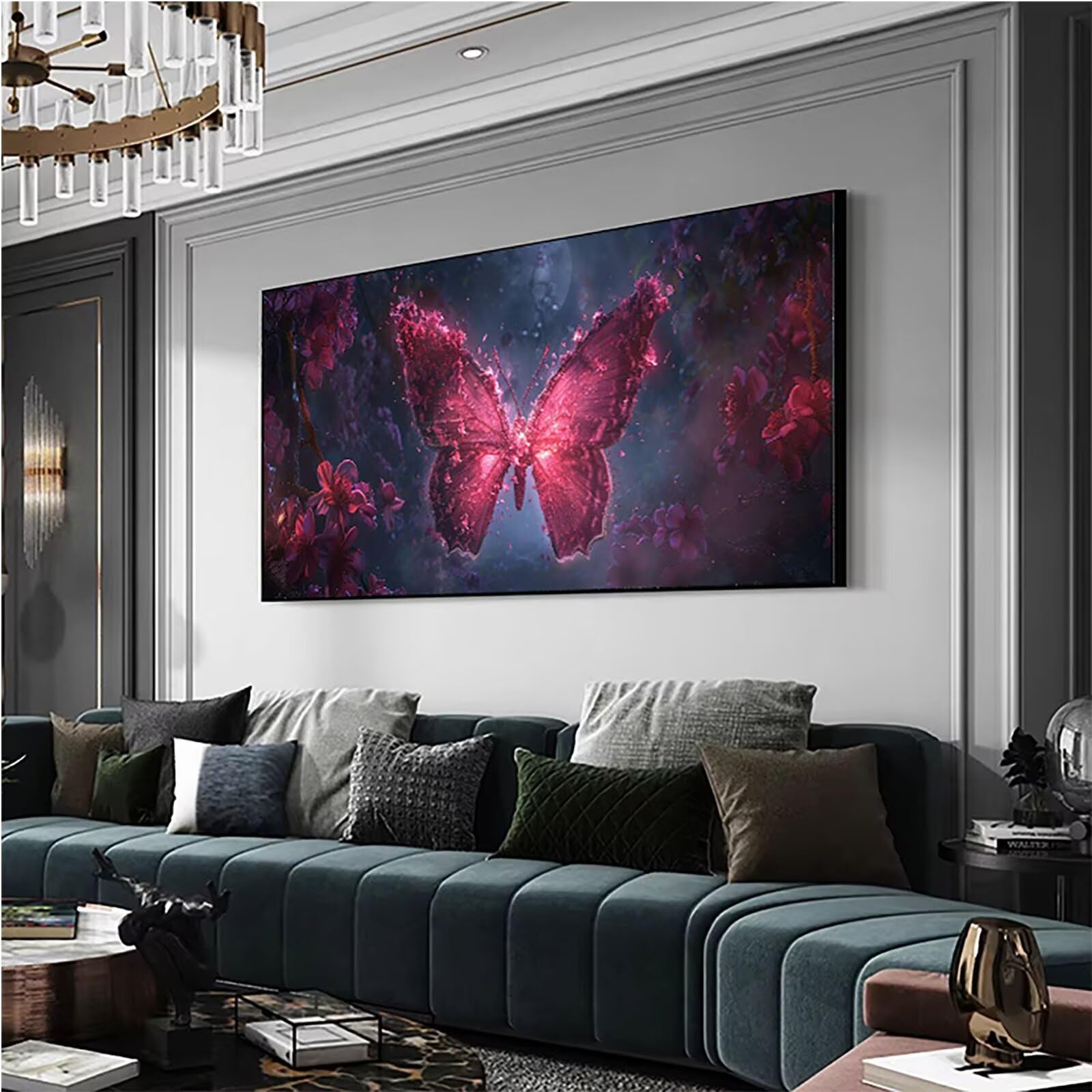 Malowanie po numerach, zestaw do malowania dla dzieci, motyl pomysł na prezent dla dziecka i dziewczynki w wieku 9 lat, 100 x 200 cm malowanie według numerów dzieci dorośli z 3 pędzlami malowanie