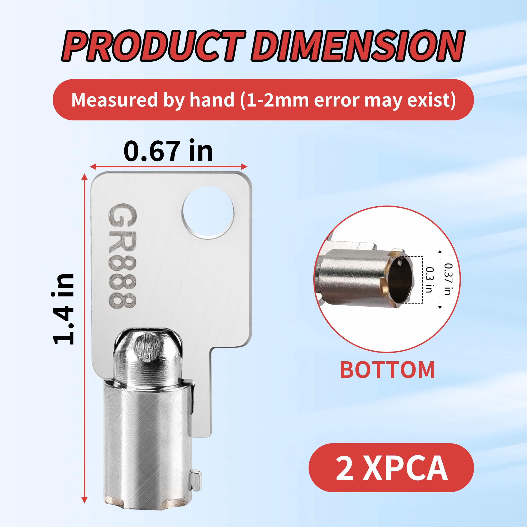 2Pcs Coin Laundry Machine Key GR888 Replacement for Greenwald Industries Washing Machine Money Box Lock Key