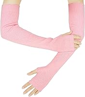 Vista 13 de Guantes cálidos de cachemira de brazo largo para mujer, guantes de invierno acogedores sin dedos, calentadores de brazos suaves, gran regalo de Negro