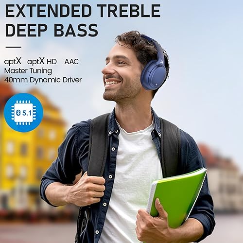Miniatura 4 de Ankbit E600Pro Auriculares híbridos con cancelación activa de ruido con aptX HD y baja latencia, auriculares Bluetooth inalámbricos con micrófono