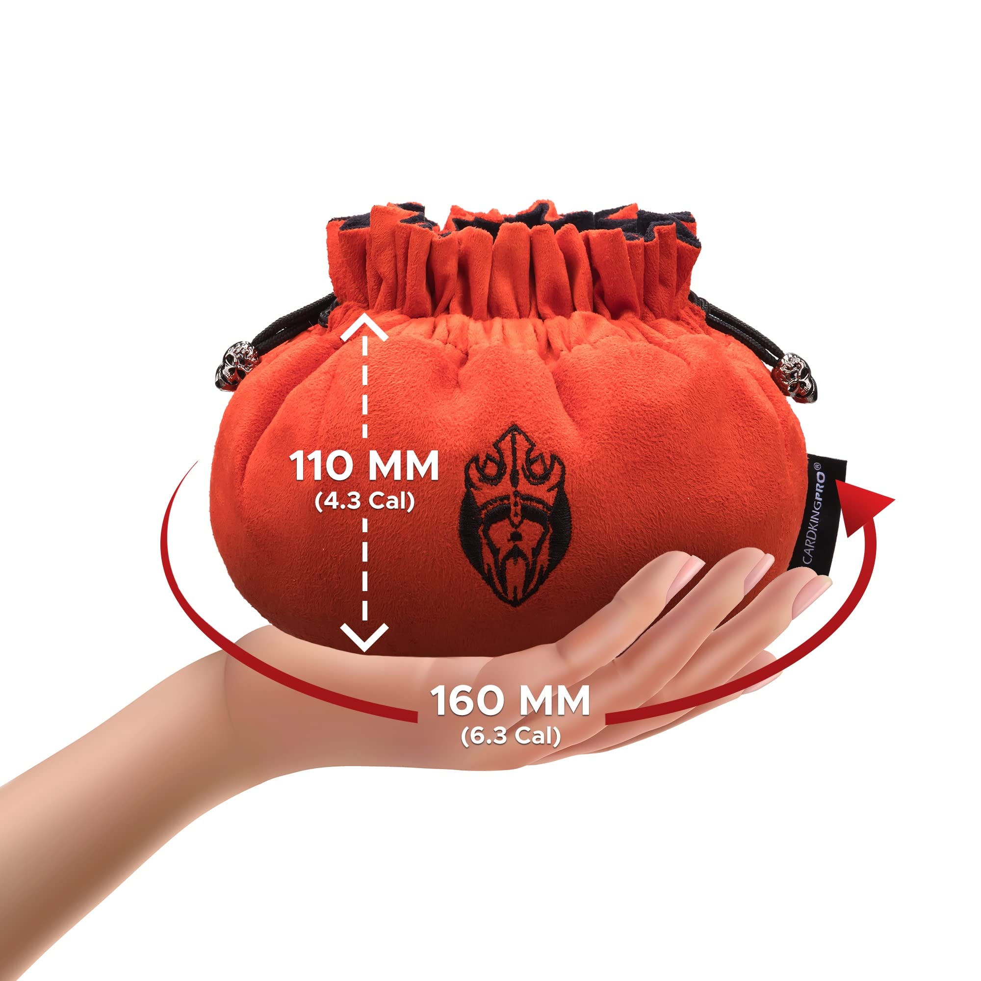 CardKingPro Ogromna Torba na Kości z Kieszeniami - Spalona Pomarańcza - Pojemność 150+ Kości - Świetny Organizer dla Kolekcjonerów, Idealna do Dungeons and Dragons [Opatentowany Design]