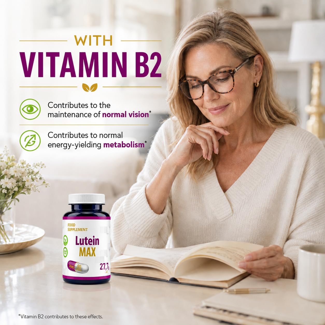Hepatica Lutéine 50 mg avec Vitamine B2 | Extrait de Souci | 90 Gélules Véganes | Réserve 3 Mois | GMP & laboratoire indépendant