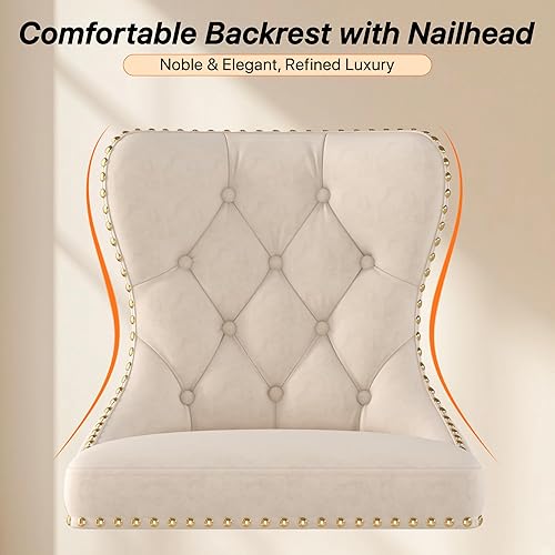 Miniatura 9 de Juego de 4 taburetes de bar, taburetes giratorios de terciopelo con respaldo copetudo, asiento ajustable con ribete de cabezas de clavos, sillas de