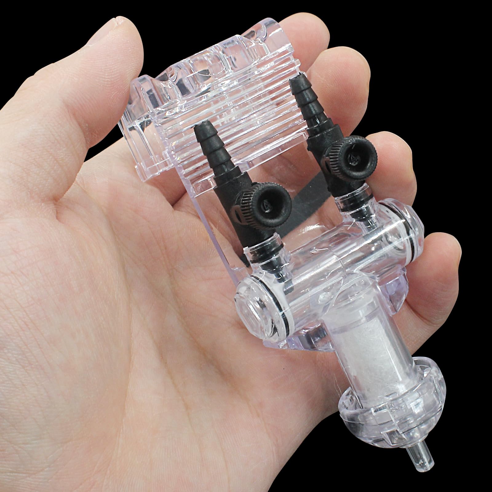 Murtenze Aquarium-Luftkontrollventil 2-Wege – Transparent/schwarz, Mit Rückschlagventil, Für Luftschläuche 4mm