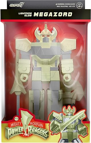 Super7 Mighty Morphin Power Rangers Megazord (Lightning Glow) - Figura de acción de Power Rangers de 5.75 pulgadas con accesorios coleccionables de
