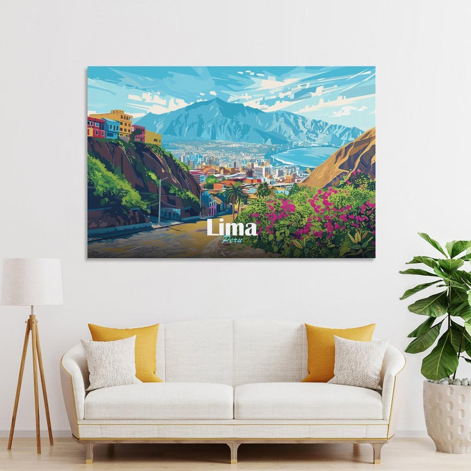 Junmoney Unframe-Style-16 Canvas Art Print Lima, Peru Cityscape, 24X36inch(60X90cm), For Office, Study Or Home Workspace, Wall Art That Adds Style To Work Areas