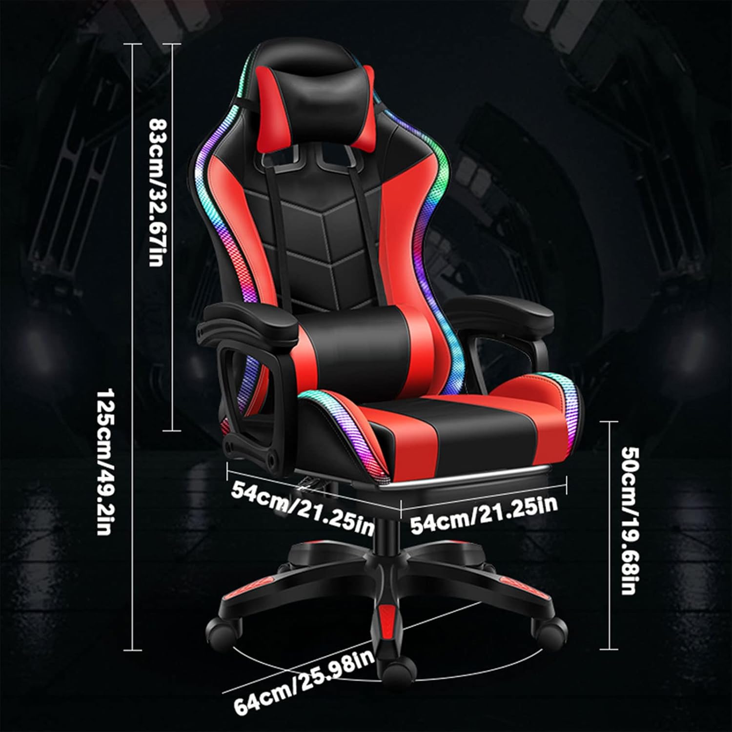 White Gaming Chair with LED Light, Ergonomic Pro Gaming Chair with Full Massage Lumbar Support, Bluetooth Speakers Computer Chair for Retractible Footrest and Backrest Adjustable,White White Gaming Chair with LED Light, Ergonomic Pro Gaming Chair with Full Massage Lumbar Support, Bluetooth Speakers Computer Chair for Retractible Footrest and Backrest Adjustable,White