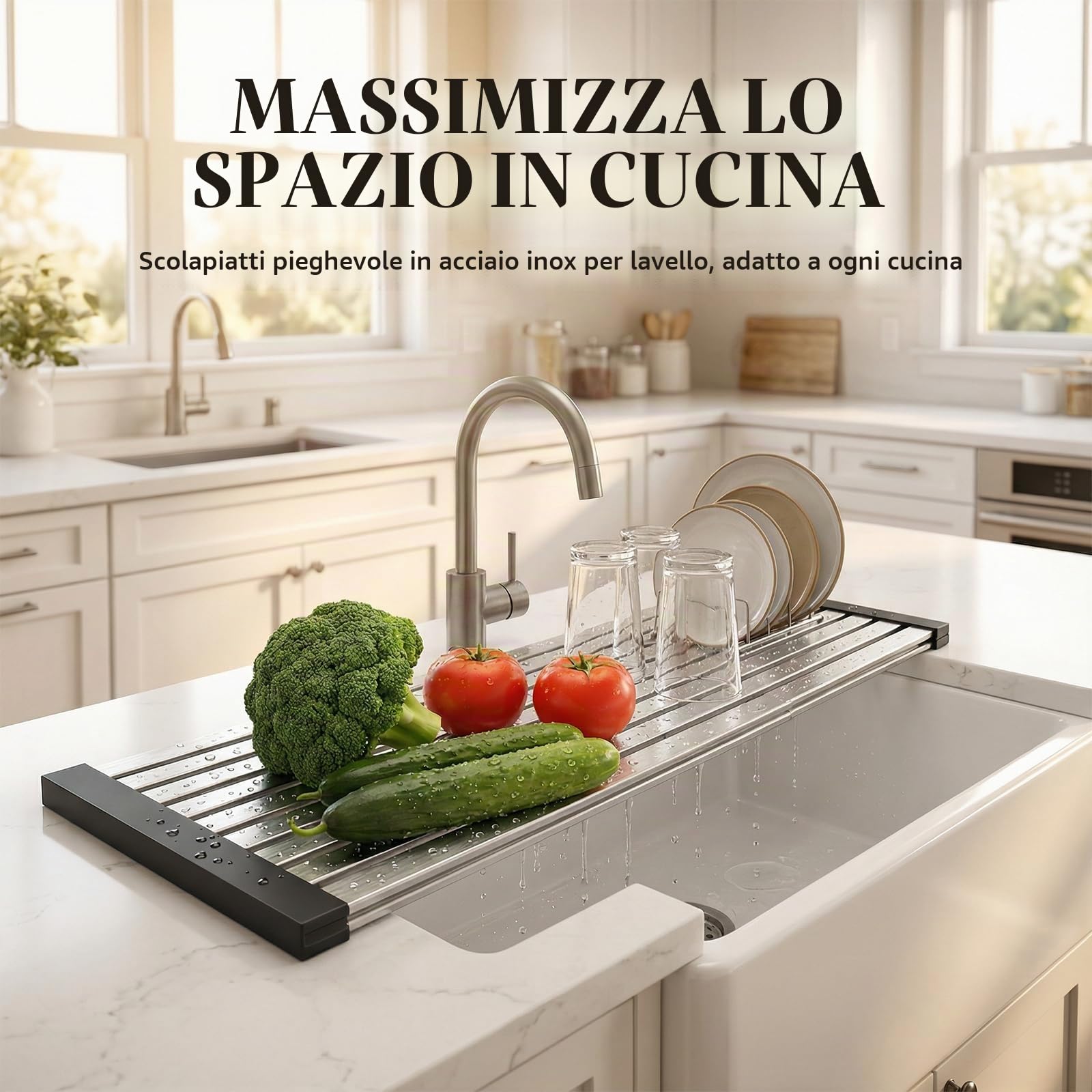Scolapiatti Pieghevoli per Lavello in Acciaio Inox 17,7x12 Pollici: La Soluzione Perfetta per il Tuo Spazio Culinario